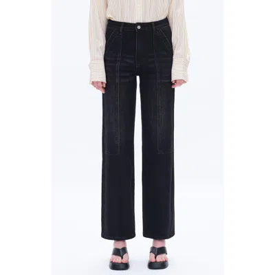 Bayeas Seamed High Waist Wide Leg Jeans In Black