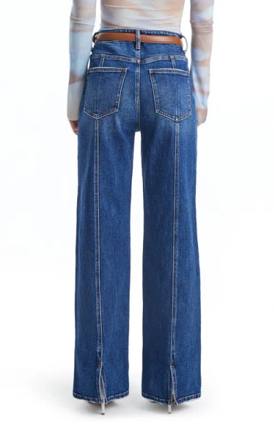 Bayeas High Rise Wide Leg Utility Jean Split Hem In Deep Sea In Blue