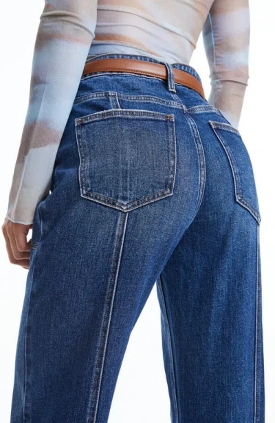Bayeas High Rise Wide Leg Utility Jean Split Hem In Deep Sea In Blue