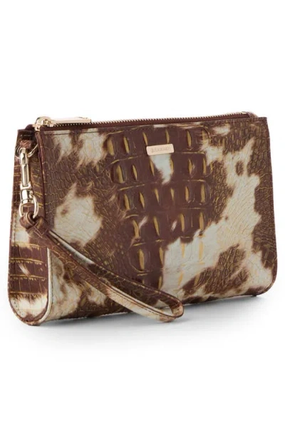 Brahmin Daisy Croc Embossed Leather Wristlet