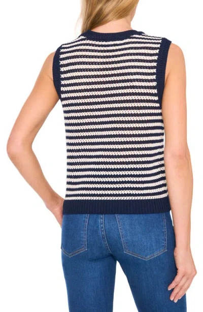Cece Stripe Open Stitch Sweater Vest In Multi