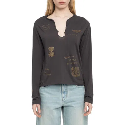 Zadig & Voltaire Multi Strass Beaded Cotton Top