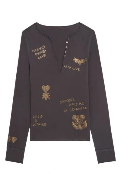 Zadig & Voltaire Multi Strass Beaded Cotton Top