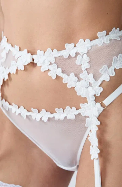 Etam Ps I Love You Embroidered Garter Belt In White