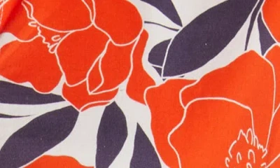 Milly Juni Camellia Floral Stretch Cotton Poplin Shirtdress In Orange