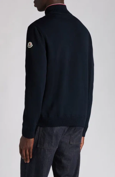 Moncler Padded Zip Cardigan In Blue