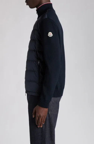 Moncler Padded Zip Cardigan In Blue