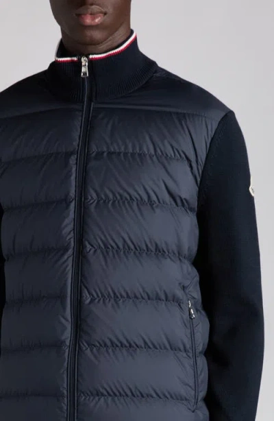 Moncler Padded Zip Cardigan In Blue