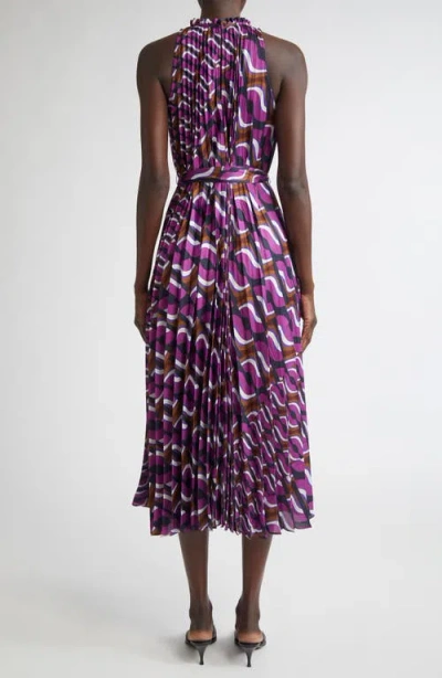 St John St. John Collection '70s Block Print Pleated Dress