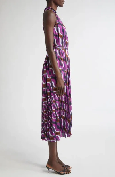 St John St. John Collection '70s Block Print Pleated Dress