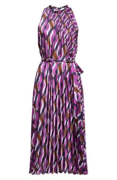 St John St. John Collection '70s Block Print Pleated Dress