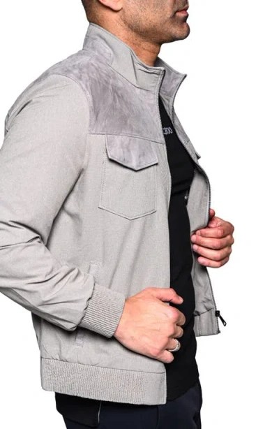Maceoo Suede Trim Jacket In Gray