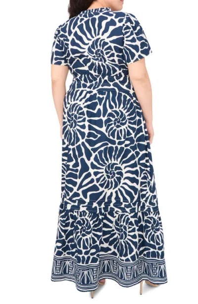 Cece Abstract Floral Cotton Maxi Dress In Blue