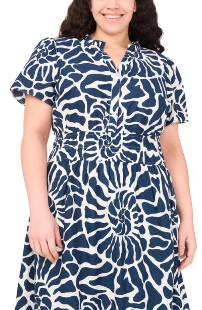 Cece Abstract Floral Cotton Maxi Dress In Blue