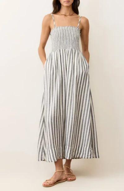Marine Layer Stripe Smocked Sundress In Neutral