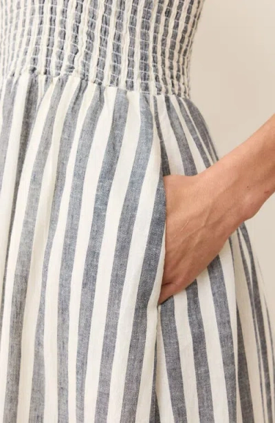 Marine Layer Stripe Smocked Sundress In Neutral