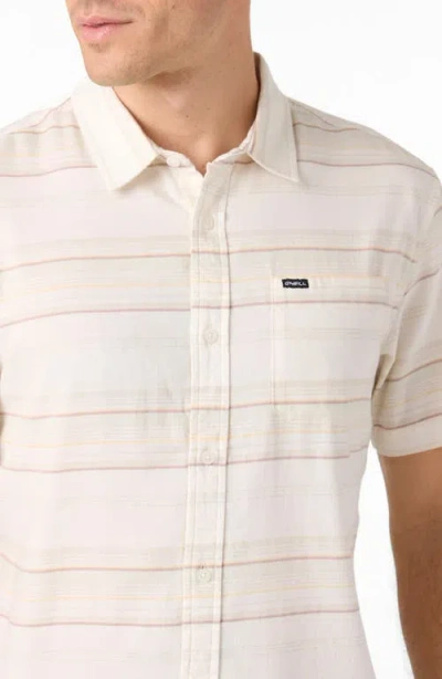 O'neill Seafaring Stripe Stretch Short Sleeve Button-up Shirt In Neutral