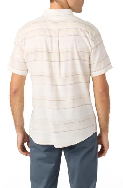 O'neill Seafaring Stripe Stretch Short Sleeve Button-up Shirt In Neutral