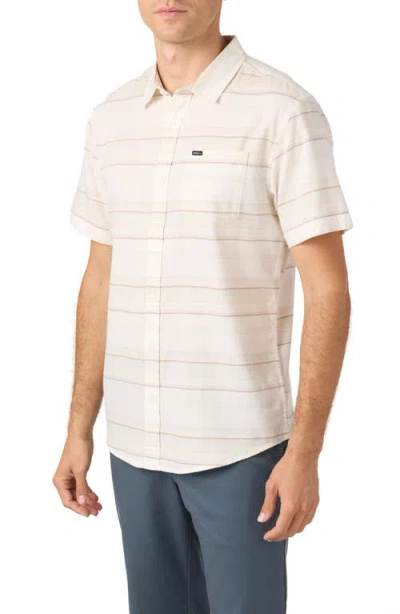 O'neill Seafaring Stripe Stretch Short Sleeve Button-up Shirt In Neutral