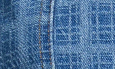 Damson Madder Adeline Grid Puff Sleeve Denim Minidress In Blue