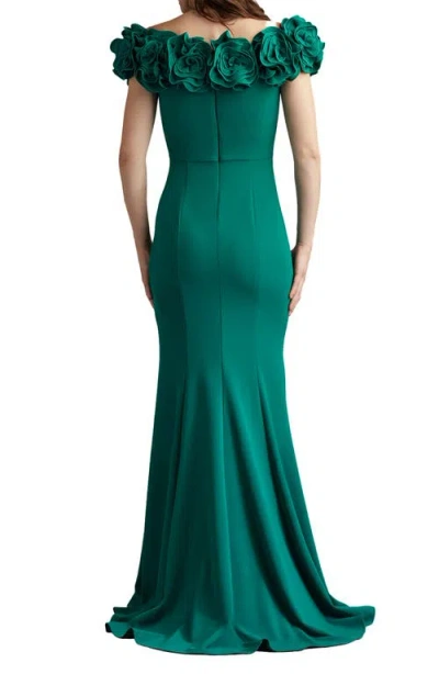 Tadashi Shoji Fleurette Portrait Neck Mermaid Gown In Green