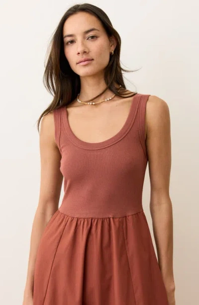 Marine Layer Gemma Mixed Media Midi Dress In Brown