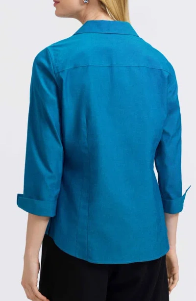 Foxcroft Taylor Fitted Non-iron Shirt In Blue