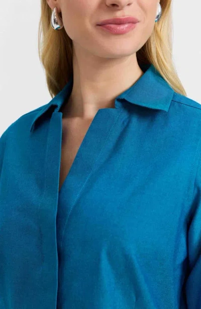 Foxcroft Taylor Fitted Non-iron Shirt In Blue