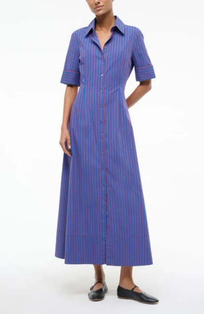 Staud Joan Stripe Maxi Shirtdress In Purple