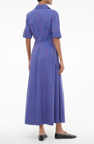 Staud Joan Stripe Maxi Shirtdress In Purple