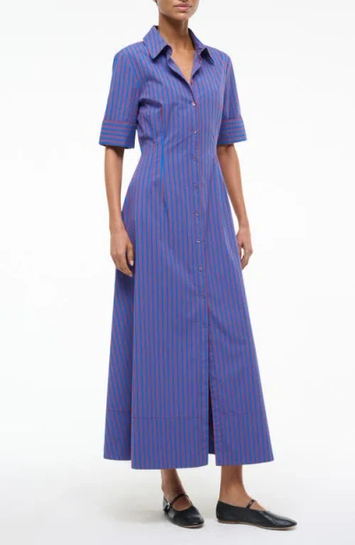 Staud Joan Stripe Maxi Shirtdress In Purple