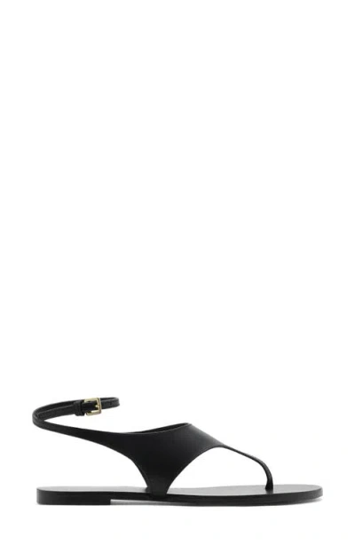 Mango Leather Strap Buckle Detail Sandal In Black