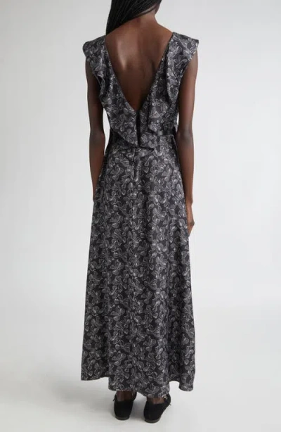Max Mara Calesse Bow Print Silk Twill Midi Dress
