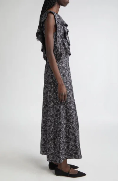 Max Mara Calesse Bow Print Silk Twill Midi Dress