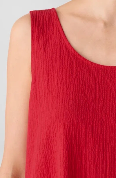 Eileen Fisher Scoop Neck Stretch Organic Cotton Midi Dress In Red