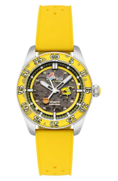 Spinnaker X Spongebob Squarepants Croft Midsize Automatic Rubber Strap Watch, 40mm