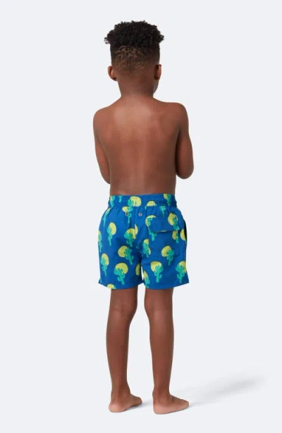 Tom & Teddy Kids' Cactus Print Performance Swim Trunks In Blue
