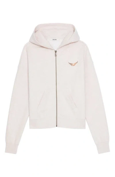 Zadig & Voltaire Mia Strass Front Zip Hoodie In Neutral