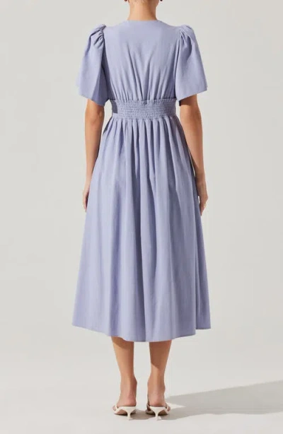 Astr The Label Hadleigh Scallop Detail Cotton Blend Midi Dress In Purple
