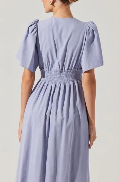 Astr The Label Hadleigh Scallop Detail Cotton Blend Midi Dress In Purple