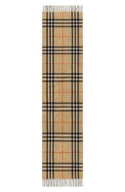 Burberry Reversible Stormy Knight & Check Cashmere Fringe Scarf