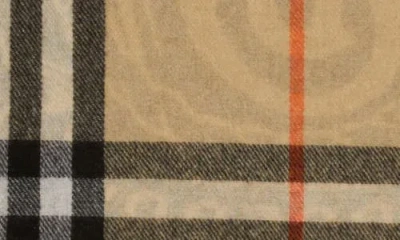 Burberry Reversible Stormy Knight & Check Cashmere Fringe Scarf
