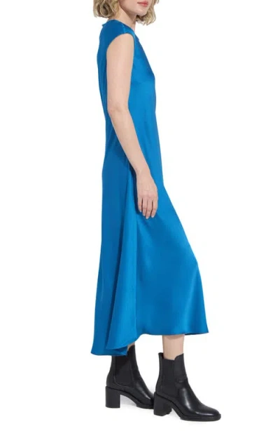 Lyssé Silvana Bias Cut Stretch Satin Midi Dress In Blue
