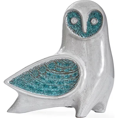 Jonathan Adler Glass Menagerie Barn Owl Sculpture In Blue