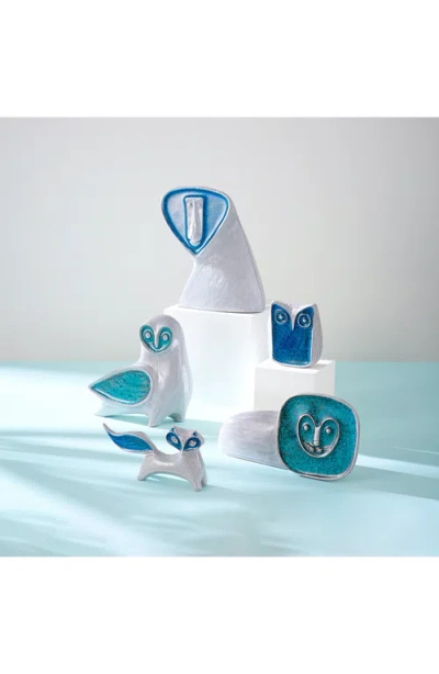 Jonathan Adler Glass Menagerie Barn Owl Sculpture In Blue