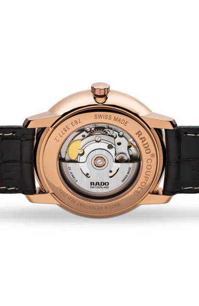 Rado Coupole Classic Automatic Embossed Leather Strap Watch, 41mm