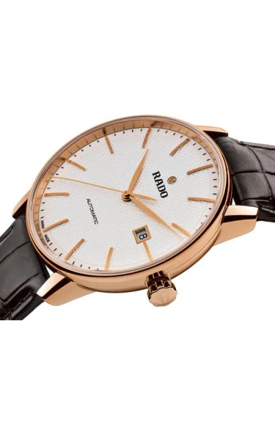 Rado Coupole Classic Automatic Embossed Leather Strap Watch, 41mm