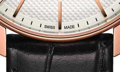 Rado Coupole Classic Automatic Embossed Leather Strap Watch, 41mm