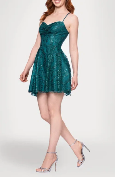 Blondie Nites Sequin Minidress In Green
