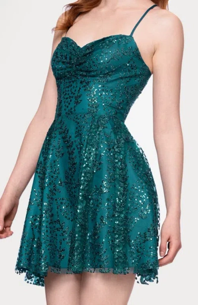 Blondie Nites Sequin Minidress In Green